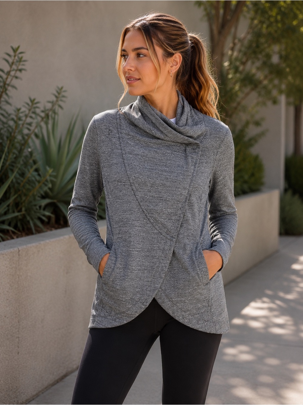 Lululemon Heather Gray Asymmetrical Wrap Cardigan Jacket Size 4